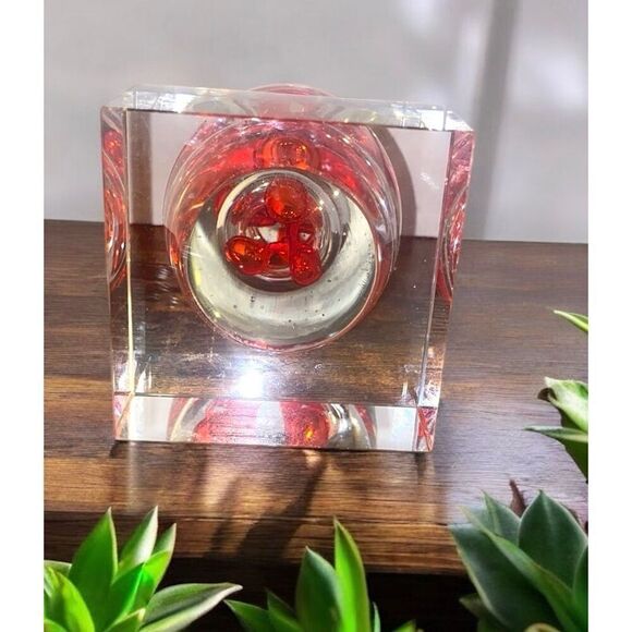 Glass Art Egg Shaped Organic Red Lava Art Design Sculpture Paper Weight - Picture 6 of 6